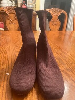 Vince Brown Knit Sock Boot